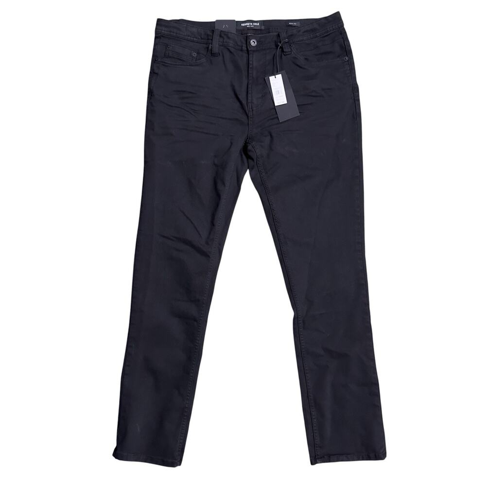 NWT Mens KENNETH COLE Sz 36x32 Jean Like Pants Slim Fit Stretch Sateen Black